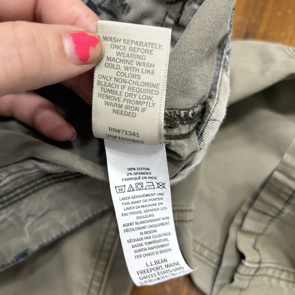 L.L. Bean Favorite Fit Cargo Pants Women's 16 Dusty Olive Canvas Utility - Picture 13 of 15
